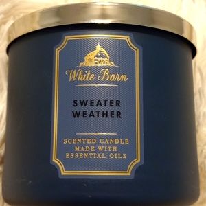 White Barn Dark/Navy Blue Sweater Weather Scented Candle Made w/ Essential Oils